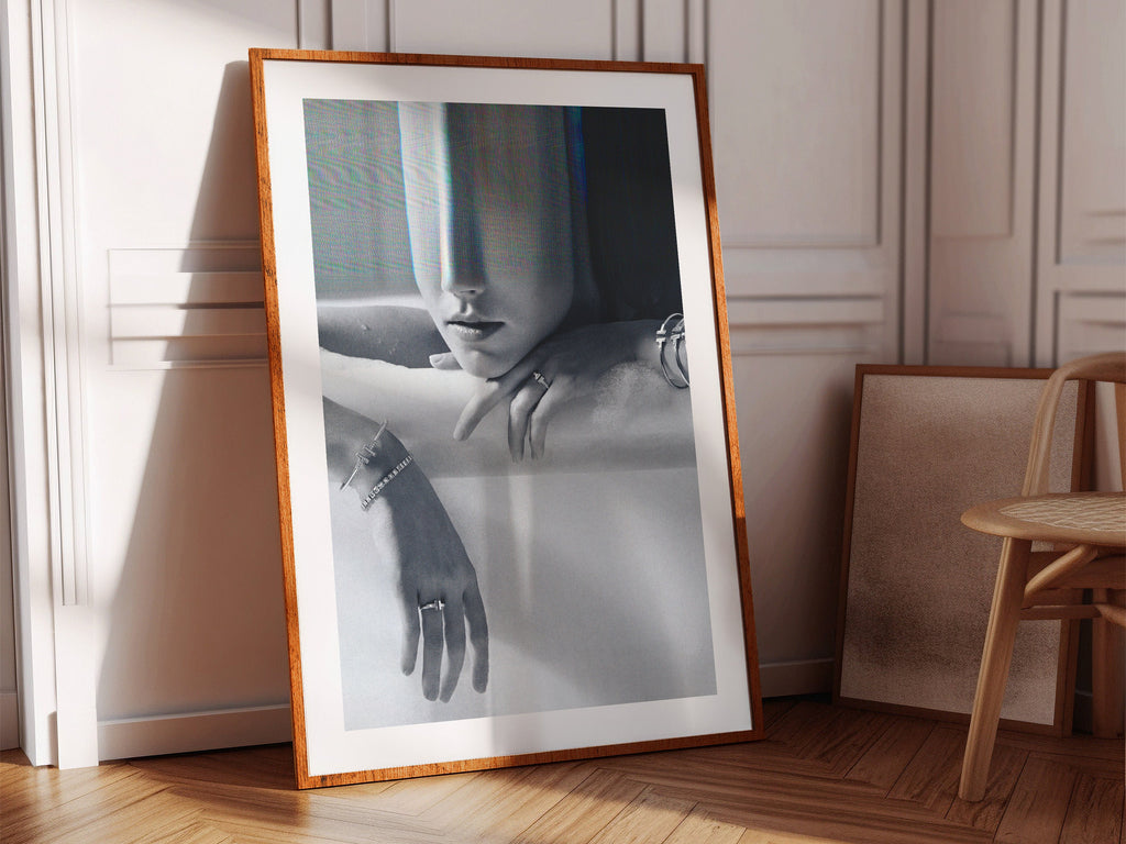 Surreal Black and White Altered Portrait Art Print - Elegant Minimalist Home Decor for Living Room, Office | Untitled (61) Giclée Print