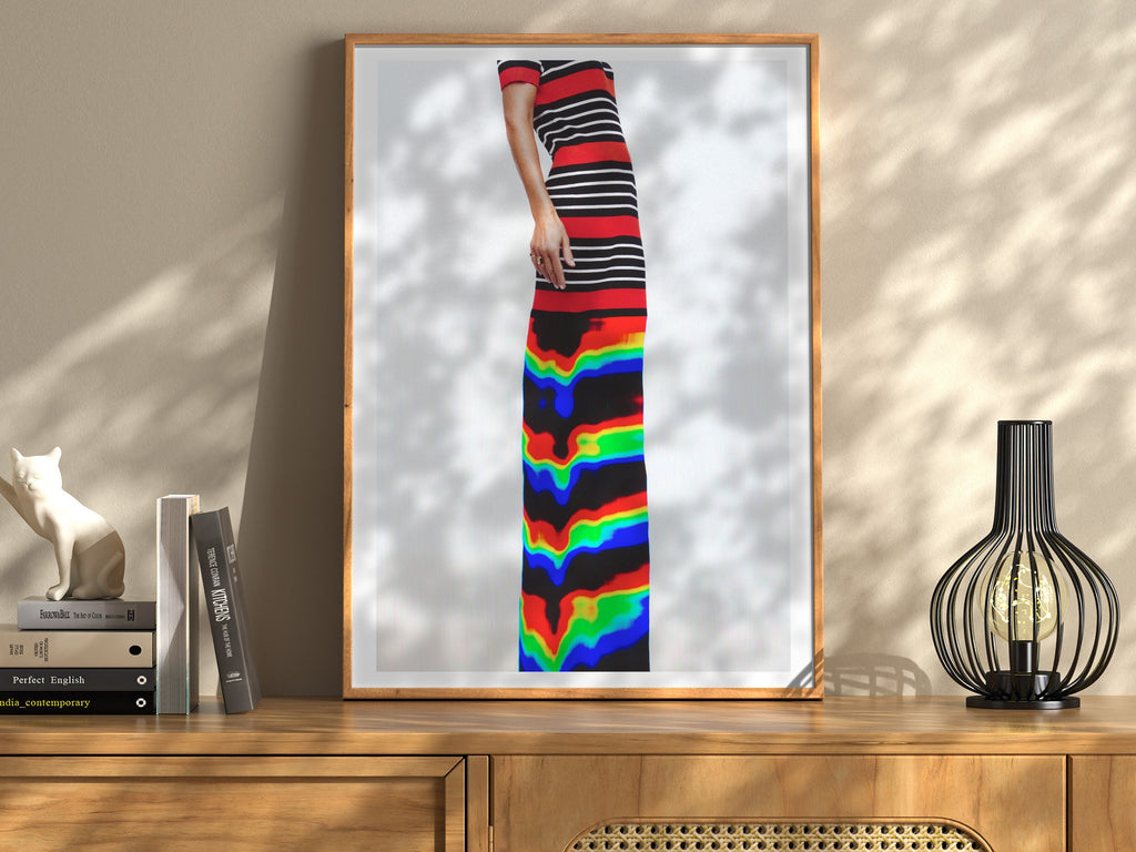 Trippy Altered Portrait Wall Art - Red and Black Glitch Photography Decor For Home, Office, Living, Dining Room | Untitled (65) Giclée Print