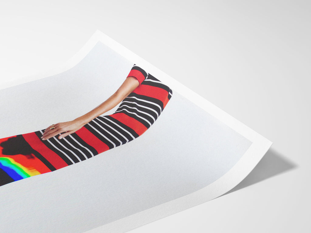 Trippy Altered Portrait Wall Art - Red and Black Glitch Photography Decor For Home, Office, Living, Dining Room | Untitled (65) Giclée Print