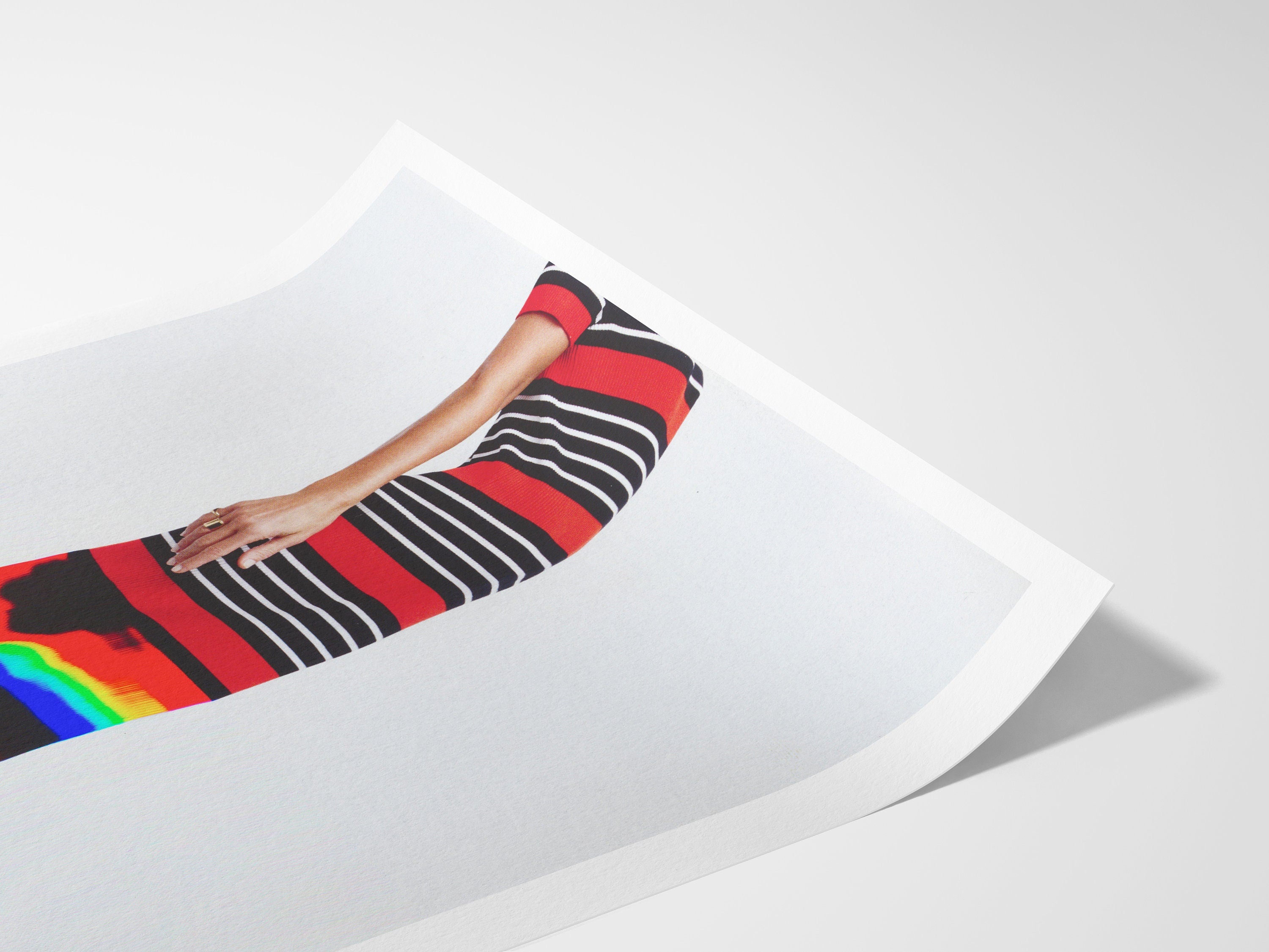 Trippy Altered Portrait Wall Art - Red and Black Glitch Photography Decor For Home, Office, Living, Dining Room | Untitled (65) Giclée Print