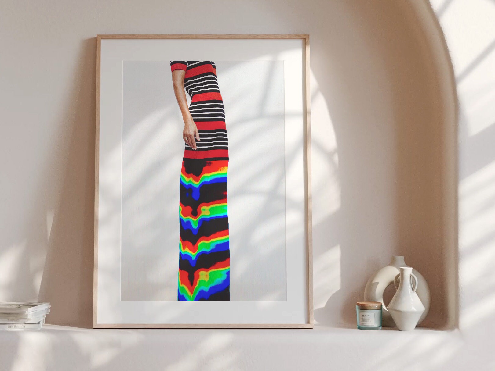 Trippy Altered Portrait Wall Art - Red and Black Glitch Photography Decor For Home, Office, Living, Dining Room | Untitled (65) Giclée Print