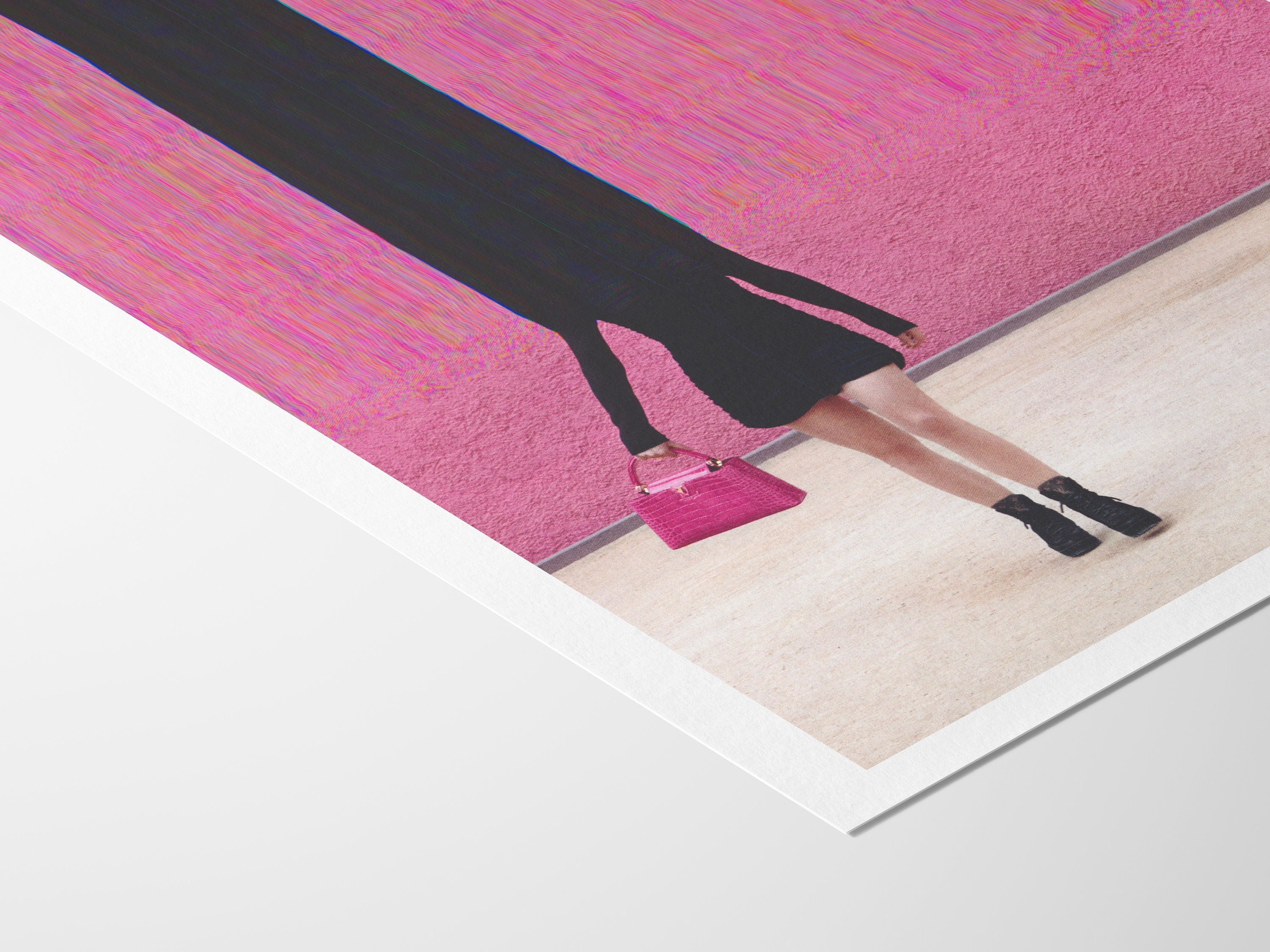 Surreal Altered Fashion Portrait Wall Art - Bold Pink Minimalist Decor for Home, Office, or Bedroom | Untitled (68) Giclée Print