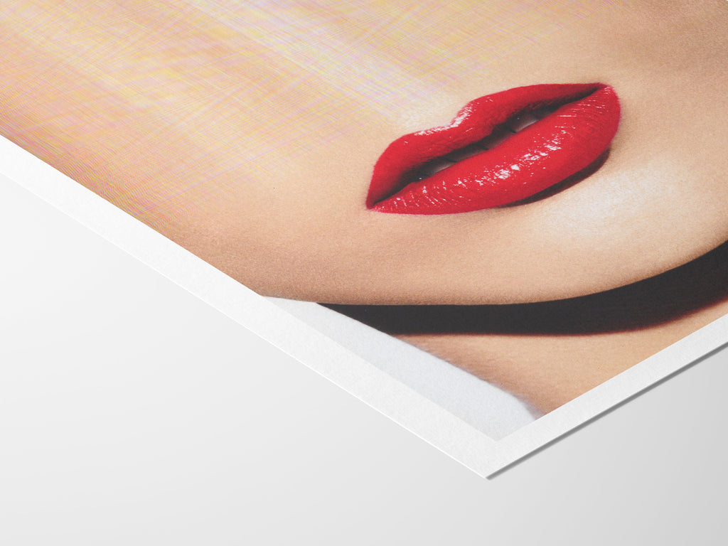 Surreal Altered Red Lips Portrait - Bold Minimalist Artwork for Contemporary Home Decor | Untitled (70) Giclée Print