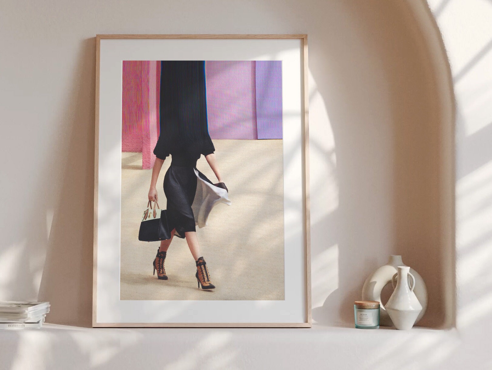 Surreal Altered Fashion Figure Walking - Elegant Minimalist Wall Art for Contemporary Home Decor | Untitled (78) Giclée Print