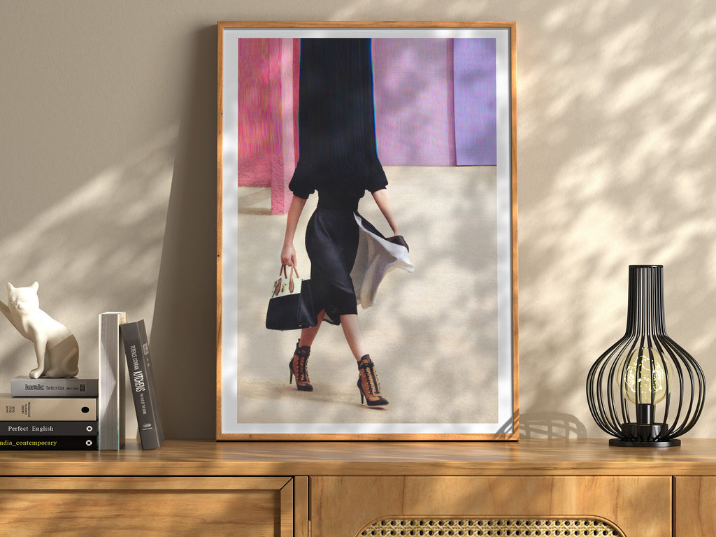 Surreal Altered Fashion Figure Walking - Elegant Minimalist Wall Art for Contemporary Home Decor | Untitled (78) Giclée Print