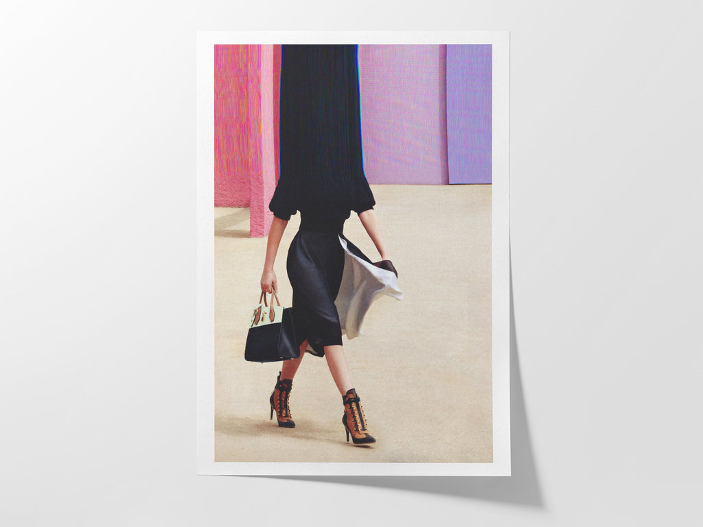 Surreal Altered Fashion Figure Walking - Elegant Minimalist Wall Art for Contemporary Home Decor | Untitled (78) Giclée Print
