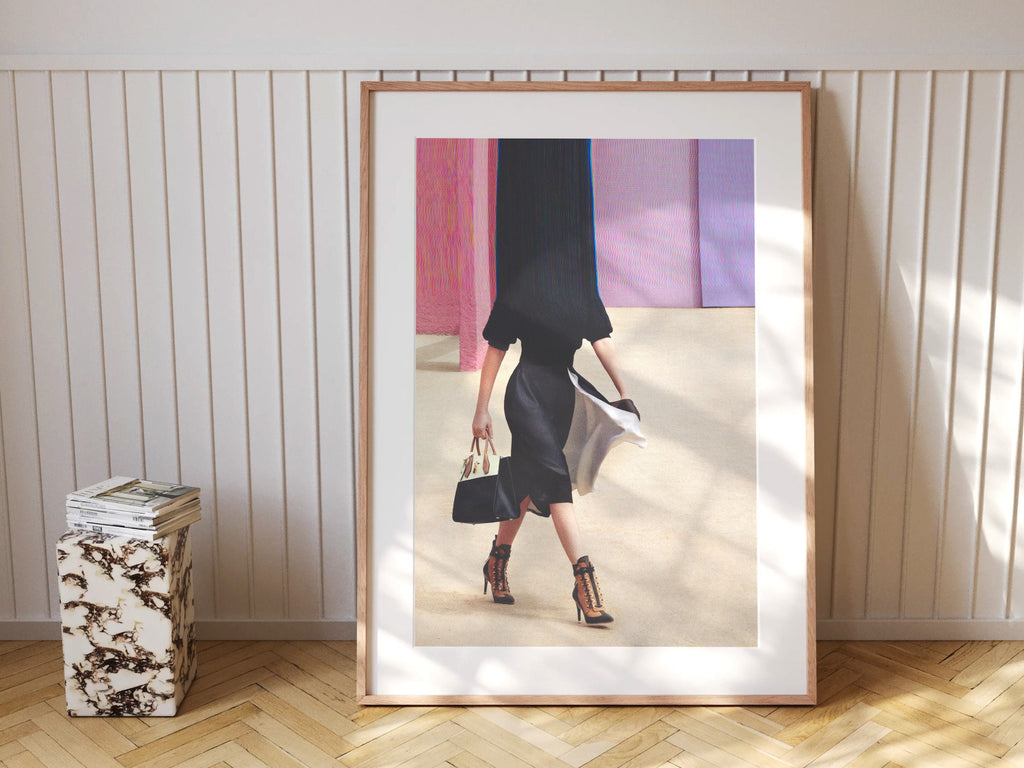 Surreal Altered Fashion Figure Walking - Elegant Minimalist Wall Art for Contemporary Home Decor | Untitled (78) Giclée Print