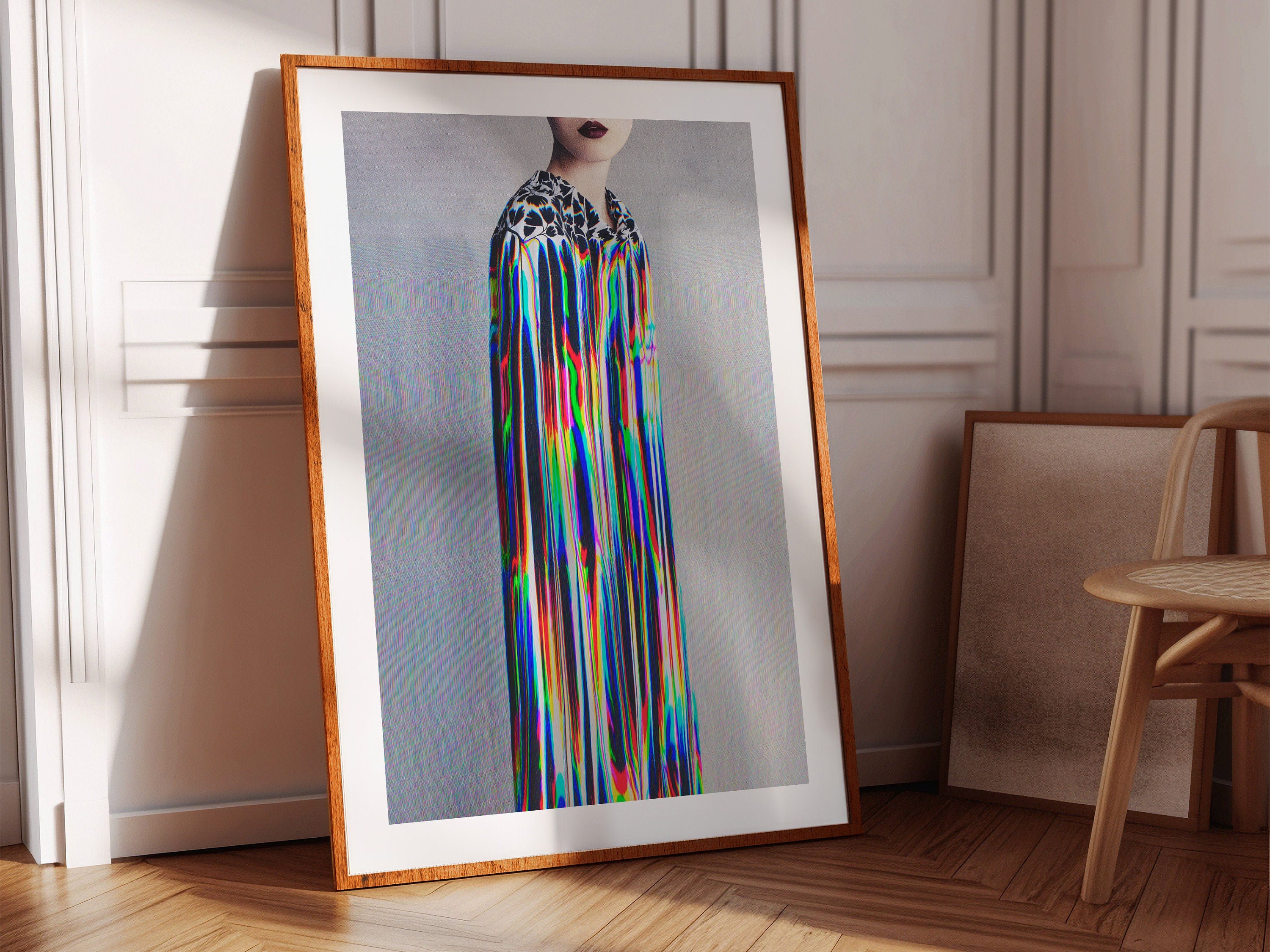 Trippy Altered Portrait Photo Rainbow Wall Art - Eclectic Fashion Decor for Home, Office, Living, Dining Room | Untitled (80) Giclée Print