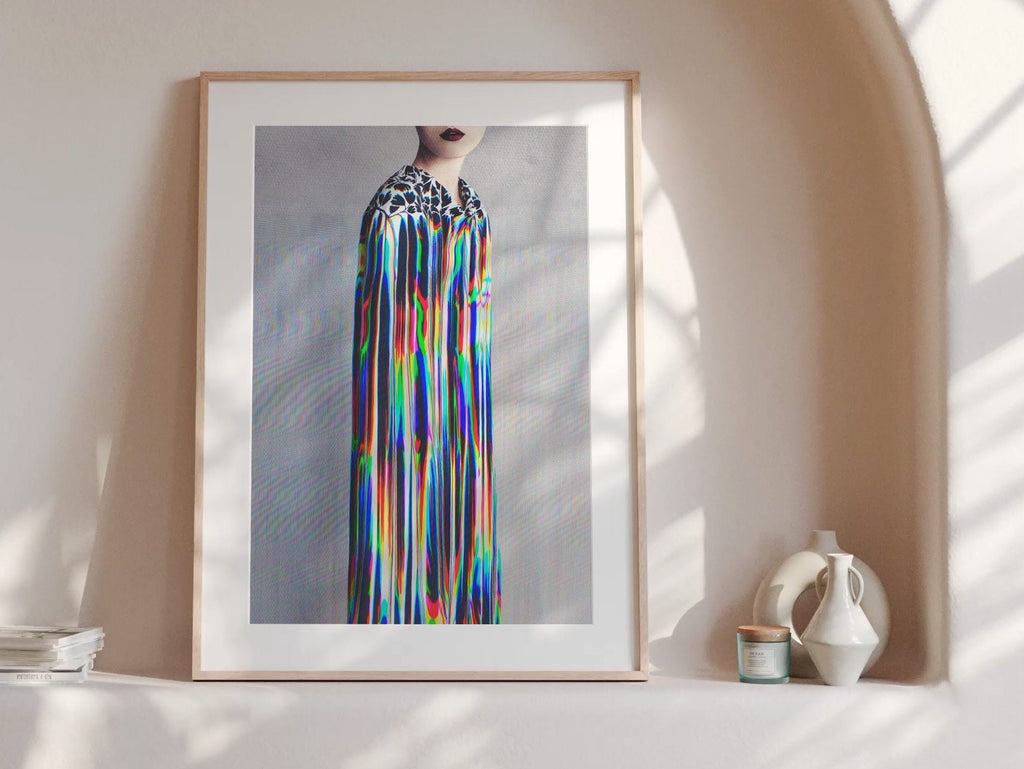 Trippy Altered Portrait Photo Rainbow Wall Art - Eclectic Fashion Decor for Home, Office, Living, Dining Room | Untitled (80) Giclée Print