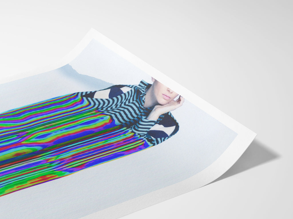 Psychedelic Striped Figure Art Print - Colorful Glitch Aesthetic for Modern Home Decor | Untitled (82) Giclée Print