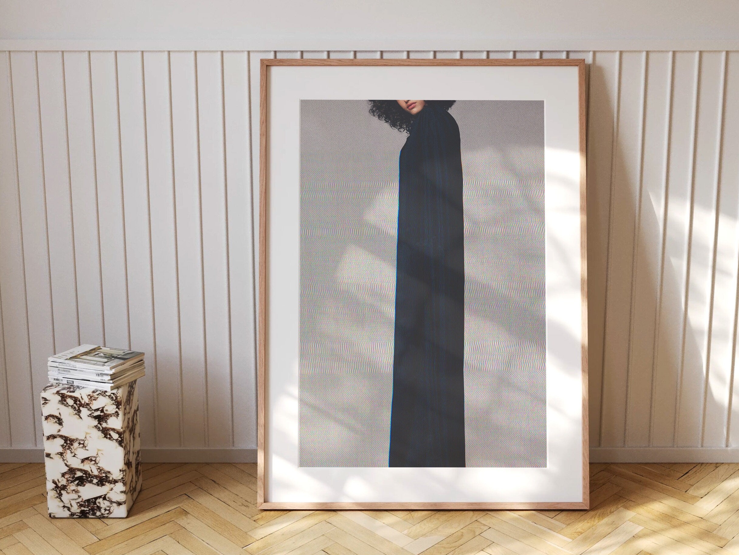 Ethereal Black Velvet Fashion Portrait - Surreal Minimalist Wall Art for Contemporary Home Decor | Untitled (85) Giclée Print