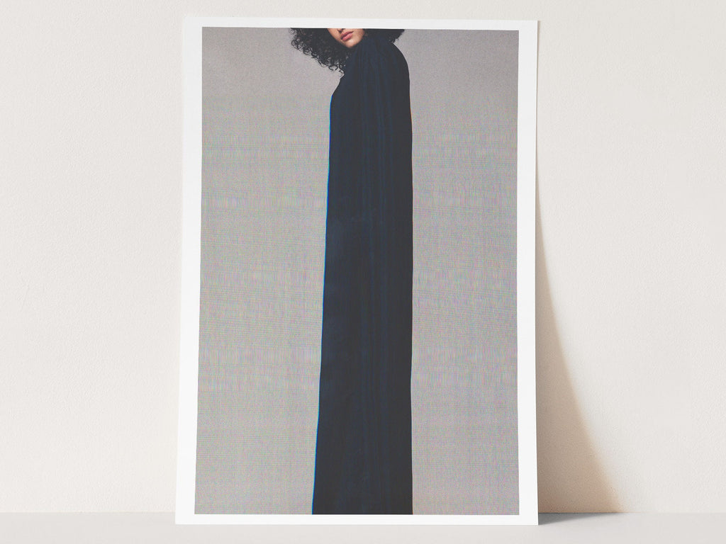 Ethereal Black Velvet Fashion Portrait - Surreal Minimalist Wall Art for Contemporary Home Decor | Untitled (85) Giclée Print