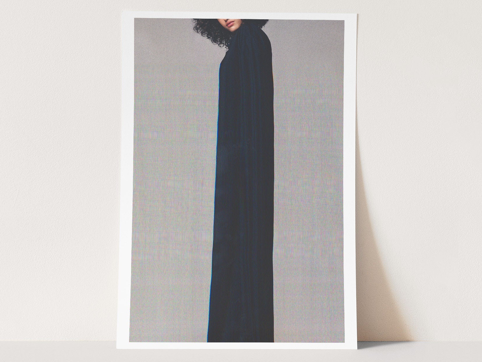 Ethereal Black Velvet Fashion Portrait - Surreal Minimalist Wall Art for Contemporary Home Decor | Untitled (85) Giclée Print