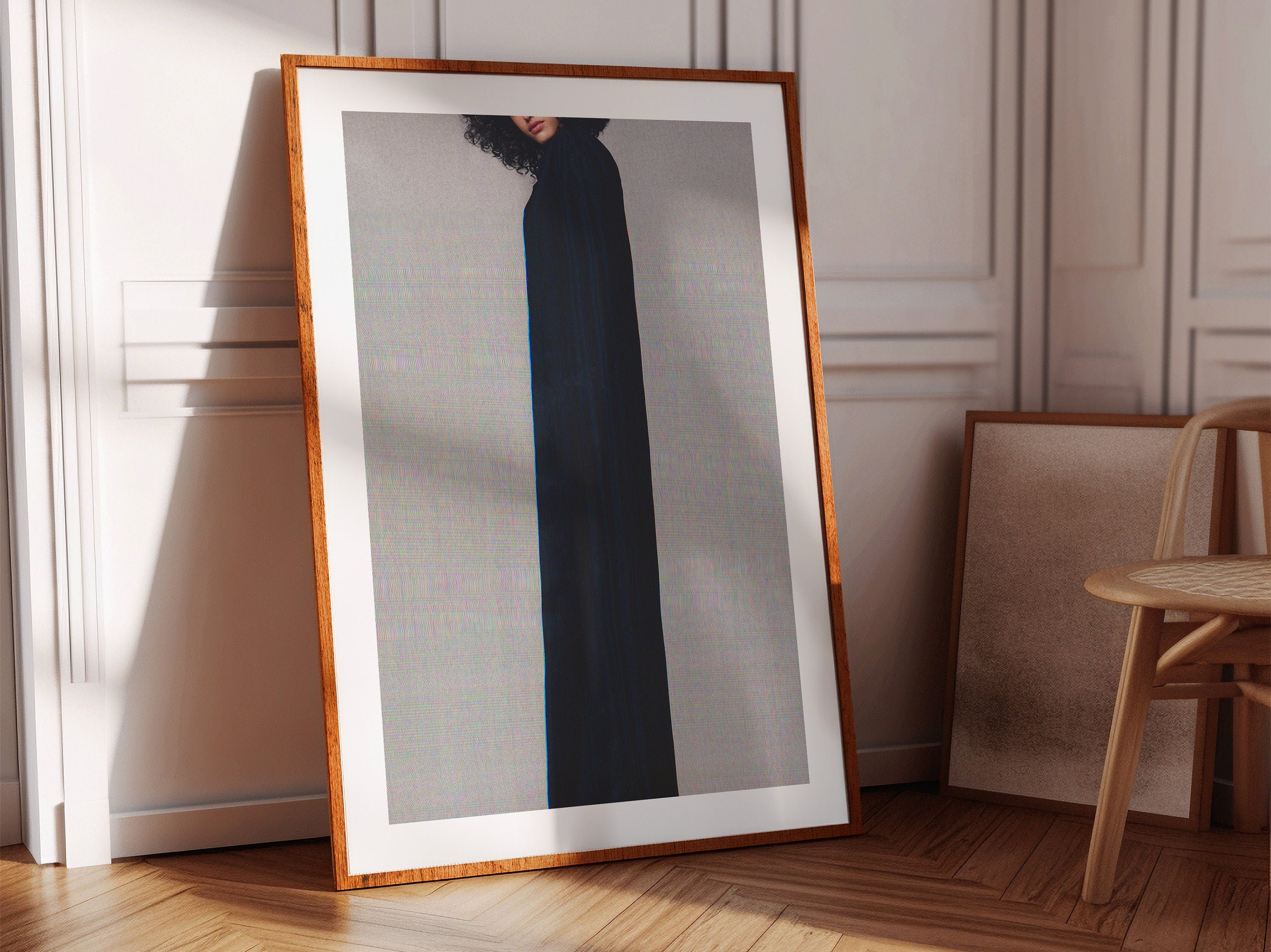 Ethereal Black Velvet Fashion Portrait - Surreal Minimalist Wall Art for Contemporary Home Decor | Untitled (85) Giclée Print