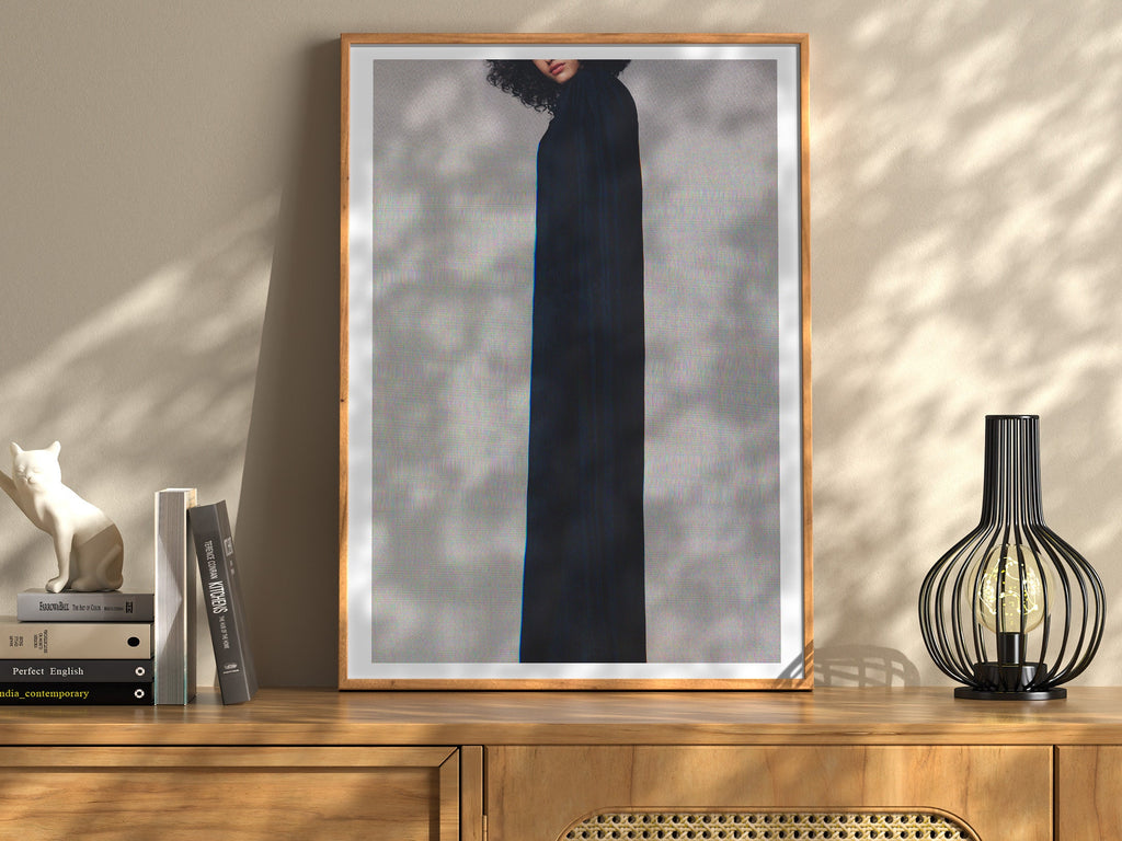 Ethereal Black Velvet Fashion Portrait - Surreal Minimalist Wall Art for Contemporary Home Decor | Untitled (85) Giclée Print
