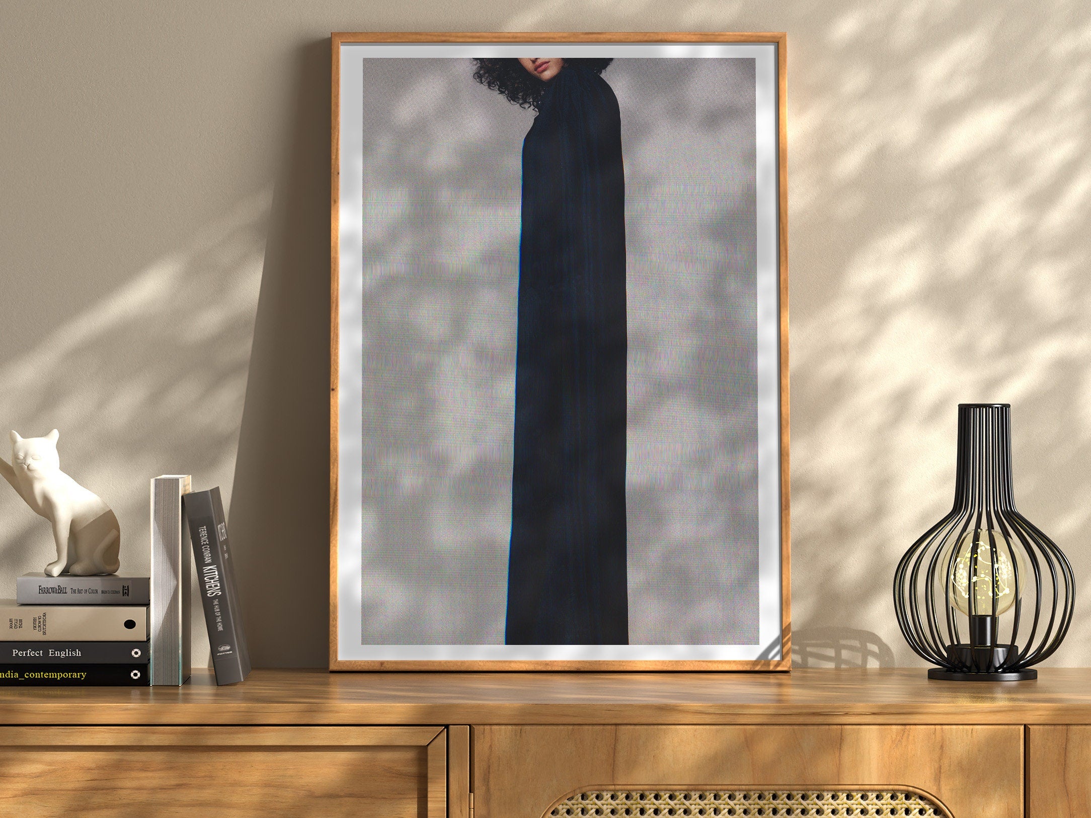 Ethereal Black Velvet Fashion Portrait - Surreal Minimalist Wall Art for Contemporary Home Decor | Untitled (85) Giclée Print