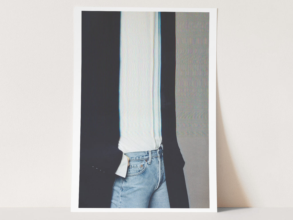 Woman in Blue Jeans Altered Photo Portrait Wall Art - Psychedelic Digital Wall Art for Home Decor | Untitled (86) Giclée Print