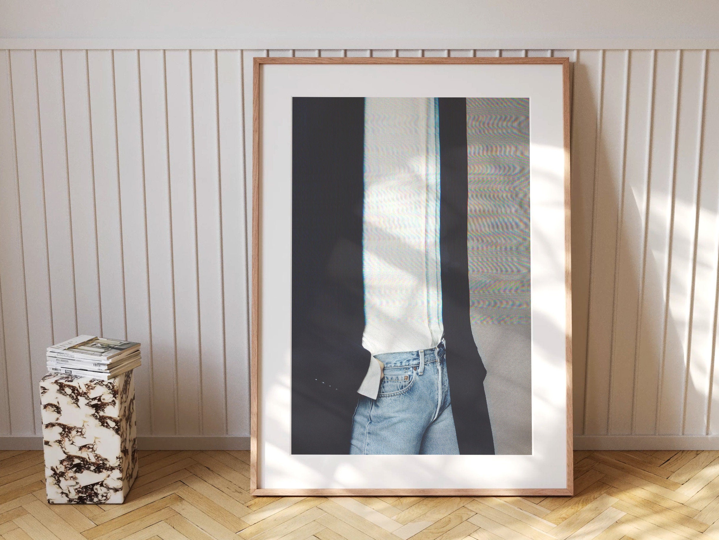 Woman in Blue Jeans Altered Photo Portrait Wall Art - Psychedelic Digital Wall Art for Home Decor | Untitled (86) Giclée Print