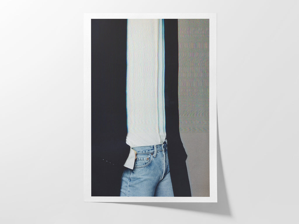 Woman in Blue Jeans Altered Photo Portrait Wall Art - Psychedelic Digital Wall Art for Home Decor | Untitled (86) Giclée Print