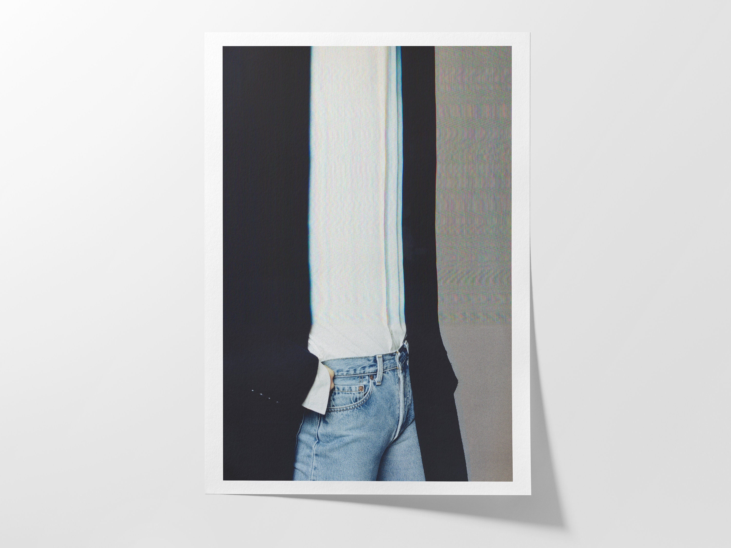 Woman in Blue Jeans Altered Photo Portrait Wall Art - Psychedelic Digital Wall Art for Home Decor | Untitled (86) Giclée Print