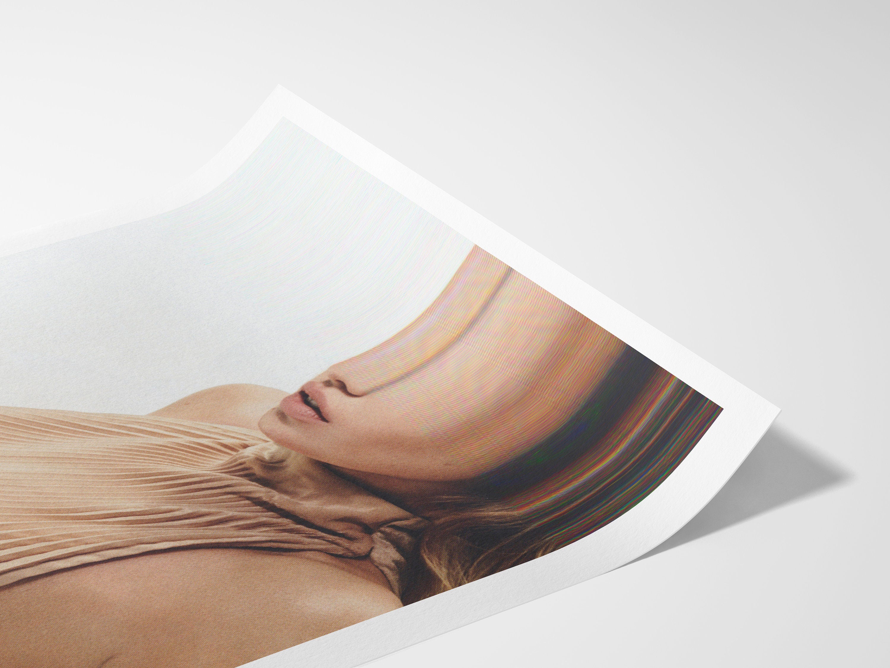 Surreal Altered Fashion Portrait Wall Art - Minimalist Beige Aesthetic for Contemporary Home Decor | Untitled (97) Giclée Print