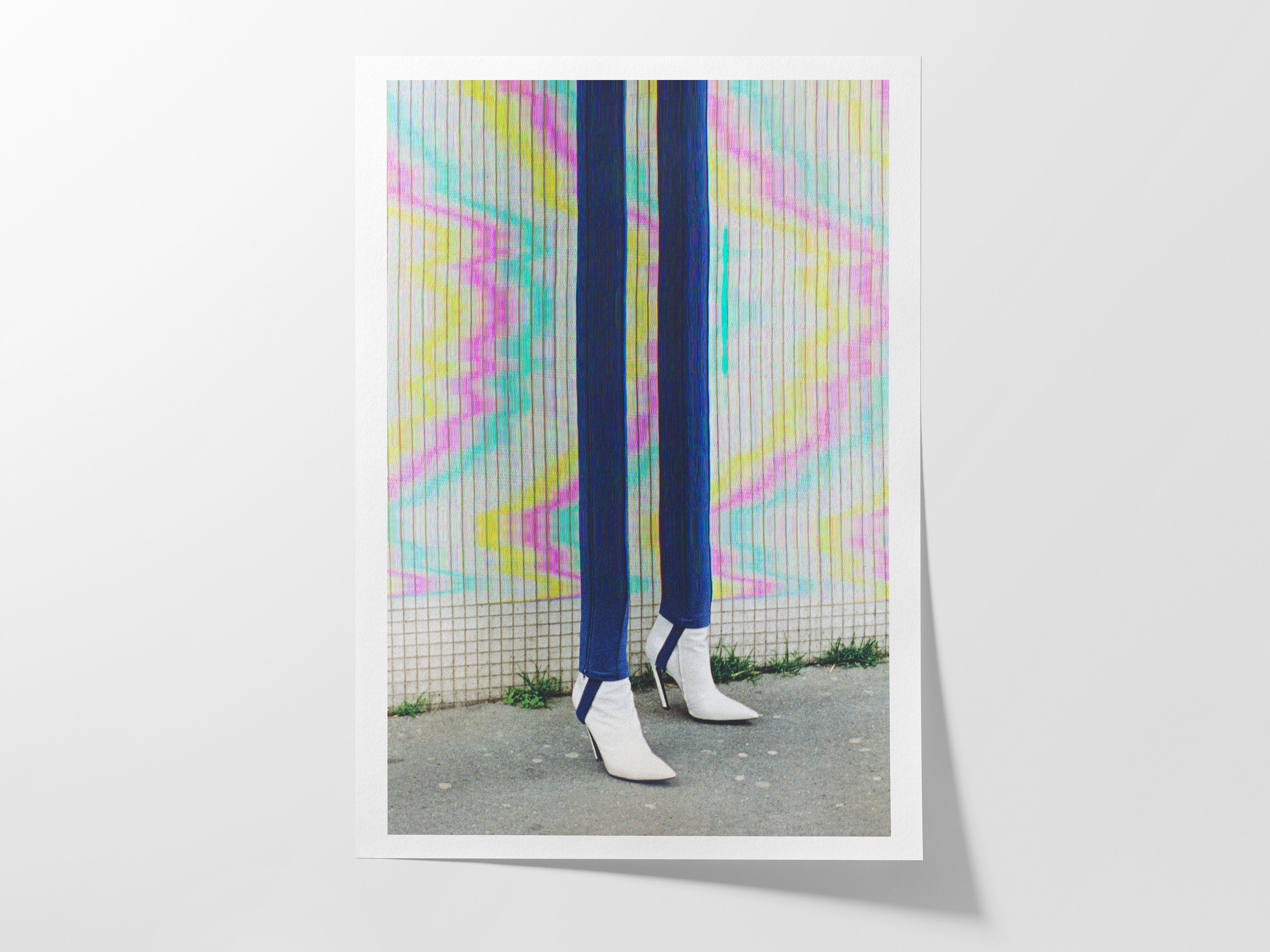 Trippy Altered Portrait Rainbow Wall Art - Eclectic Boho Fashion Decor for Home, Office, Living, Dining Room | Untitled (101) Giclée Print