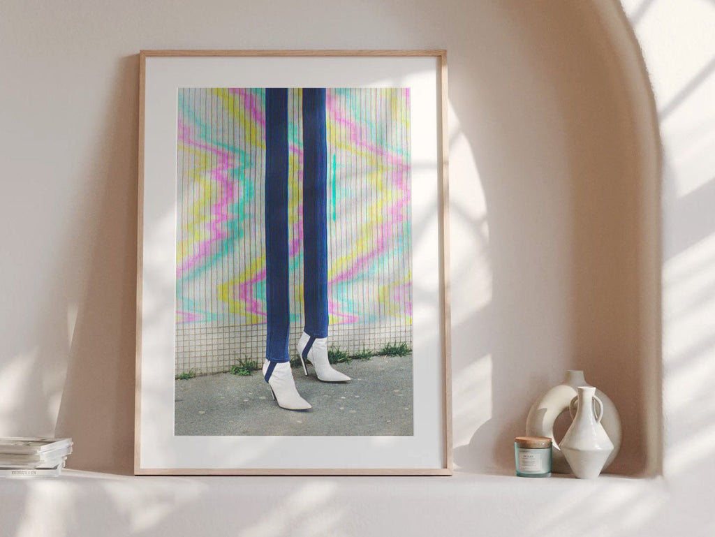Trippy Altered Portrait Rainbow Wall Art - Eclectic Boho Fashion Decor for Home, Office, Living, Dining Room | Untitled (101) Giclée Print