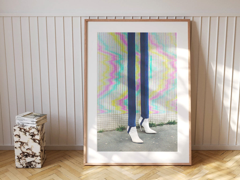 Trippy Altered Portrait Rainbow Wall Art - Eclectic Boho Fashion Decor for Home, Office, Living, Dining Room | Untitled (101) Giclée Print