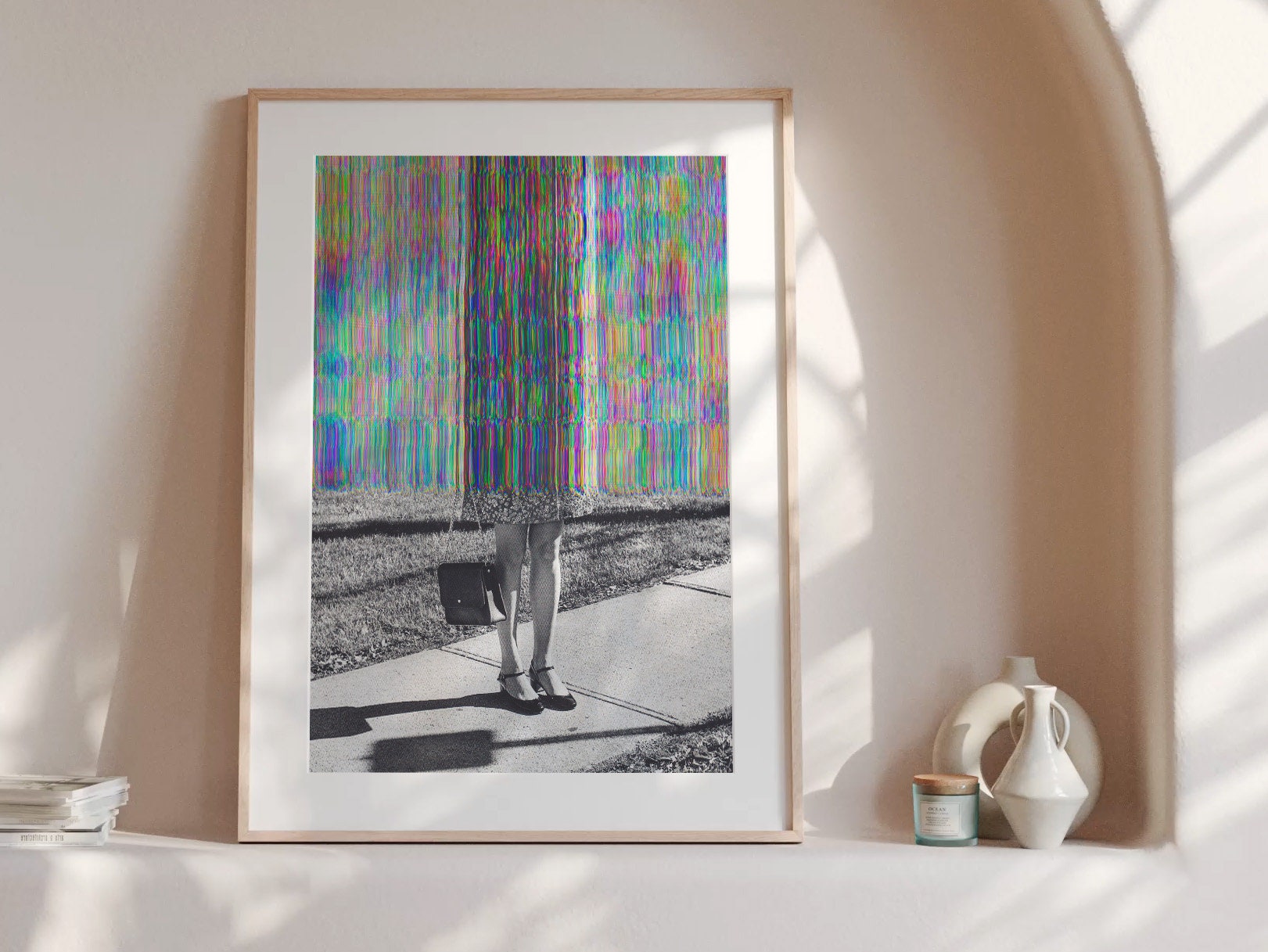 Glitch Art Fashion Statement - Surreal Colorful Alteration of Vintage Elegance for Contemporary Home Decor | Untitled (103) Giclée Print