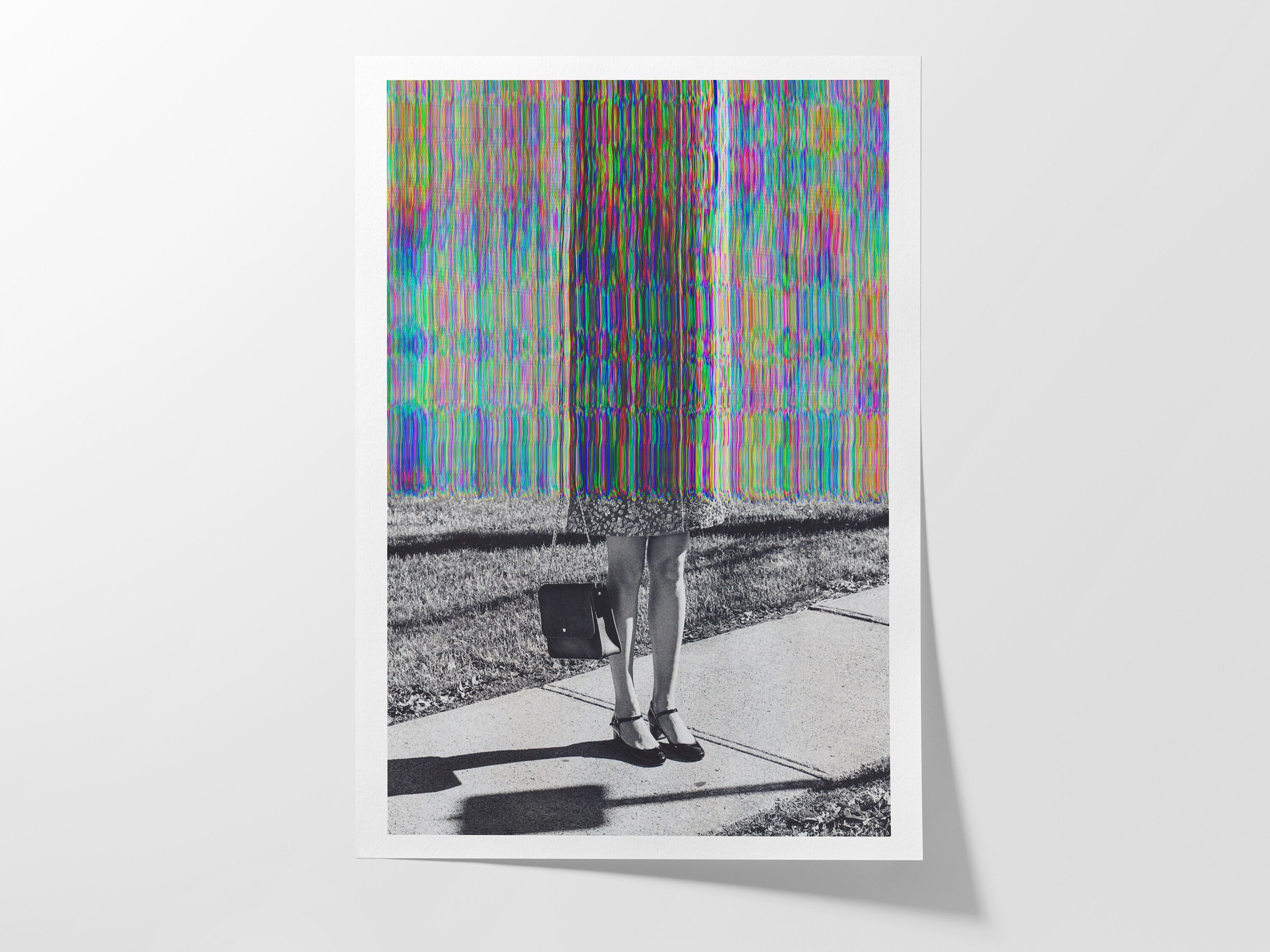 Glitch Art Fashion Statement - Surreal Colorful Alteration of Vintage Elegance for Contemporary Home Decor | Untitled (103) Giclée Print