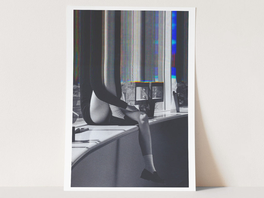 Altered Black and White Portrait Photo Wall Art - Feminine Minimal Aesthetic Decor for Home, Office, Bedroom | Untitled (105) Giclée Print