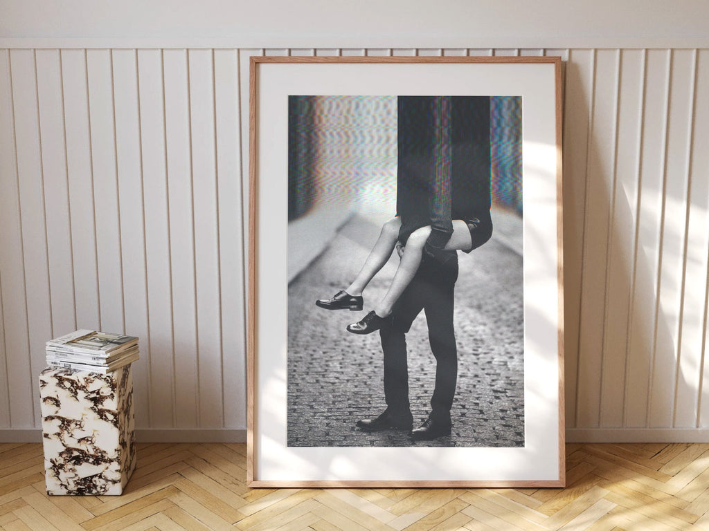 Black and White Altered Couples Portrait Photo Wall Art - Cute Romantic Decor for Home, Bedroom, Living Room | Untitled (106) Giclée Print