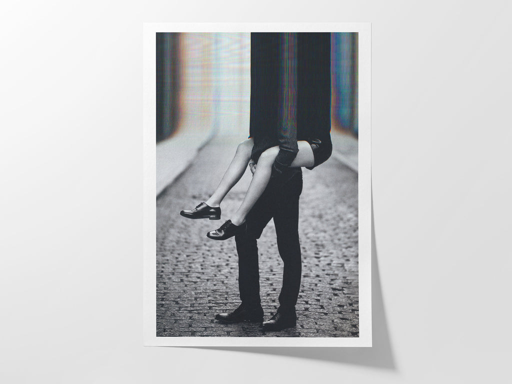 Black and White Altered Couples Portrait Photo Wall Art - Cute Romantic Decor for Home, Bedroom, Living Room | Untitled (106) Giclée Print