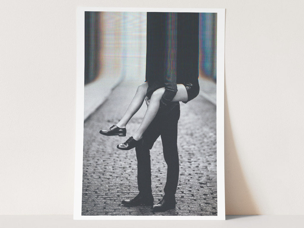 Black and White Altered Couples Portrait Photo Wall Art - Cute Romantic Decor for Home, Bedroom, Living Room | Untitled (106) Giclée Print