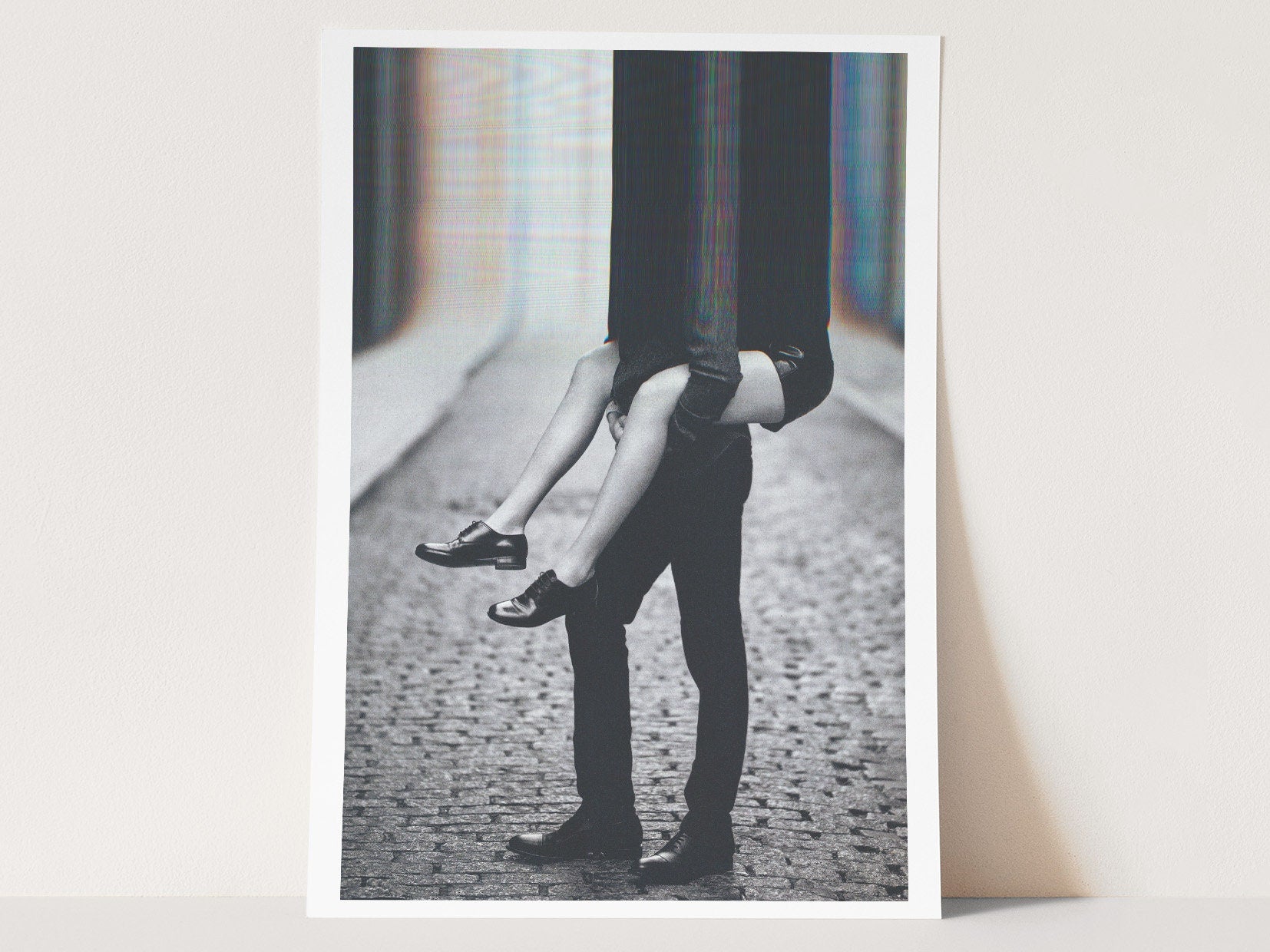 Black and White Altered Couples Portrait Photo Wall Art - Cute Romantic Decor for Home, Bedroom, Living Room | Untitled (106) Giclée Print