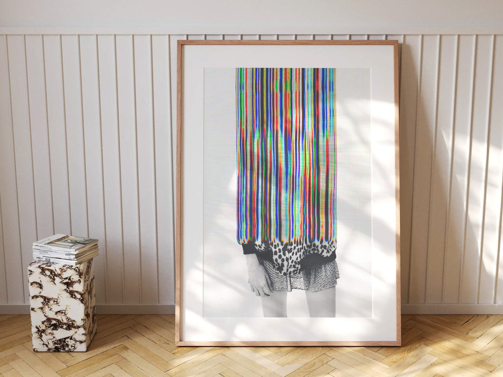 Trippy Altered Portrait Rainbow Wall Art - Eclectic Boho Fashion Decor for Home, Office, Living, Dining Room | Untitled (107) Giclée Print