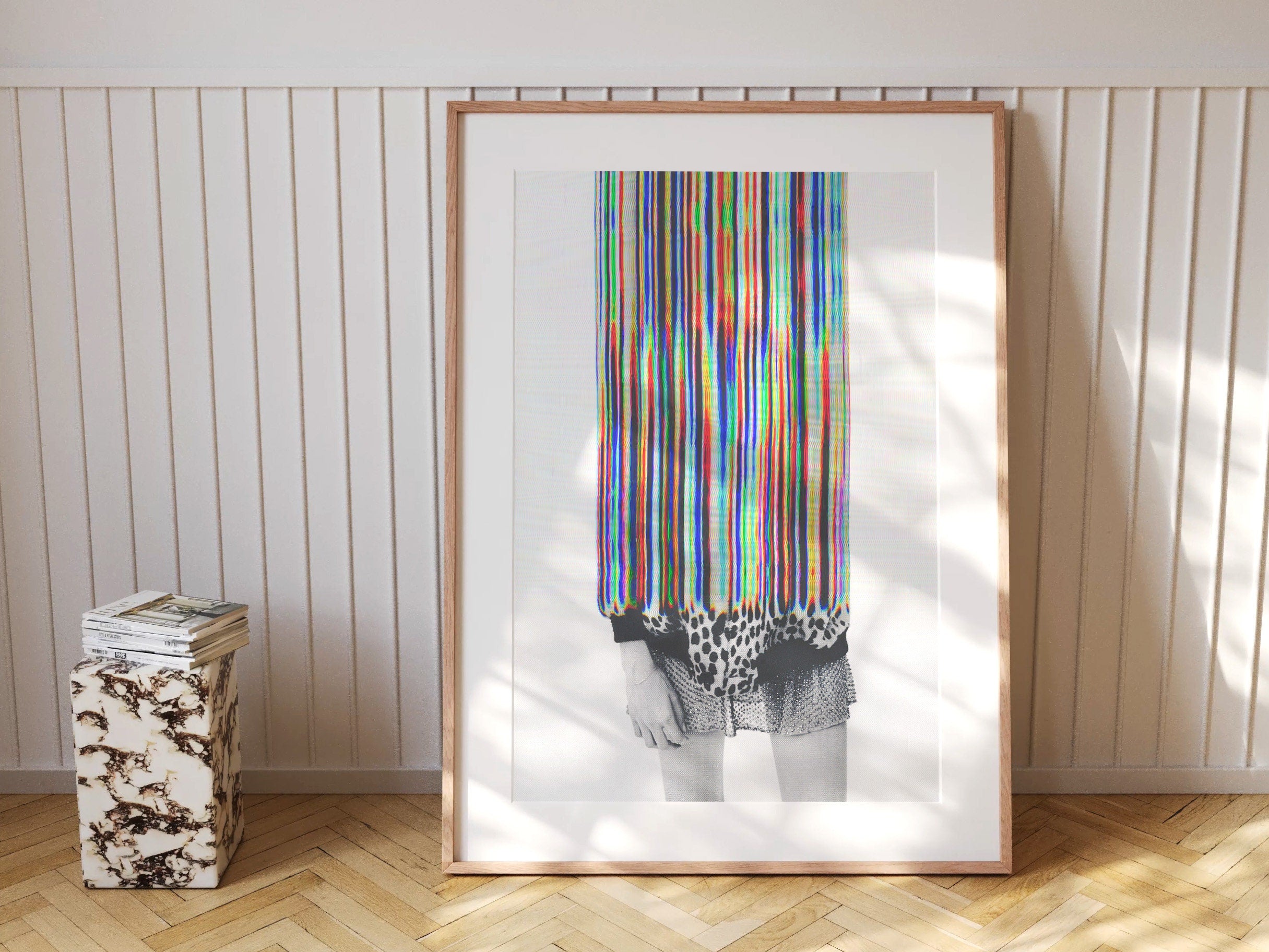Trippy Altered Portrait Rainbow Wall Art - Eclectic Boho Fashion Decor for Home, Office, Living, Dining Room | Untitled (107) Giclée Print