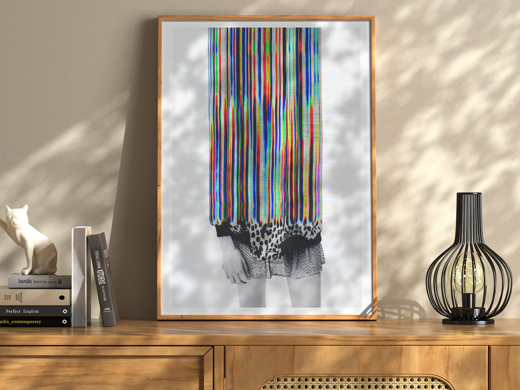 Trippy Altered Portrait Rainbow Wall Art - Eclectic Boho Fashion Decor for Home, Office, Living, Dining Room | Untitled (107) Giclée Print