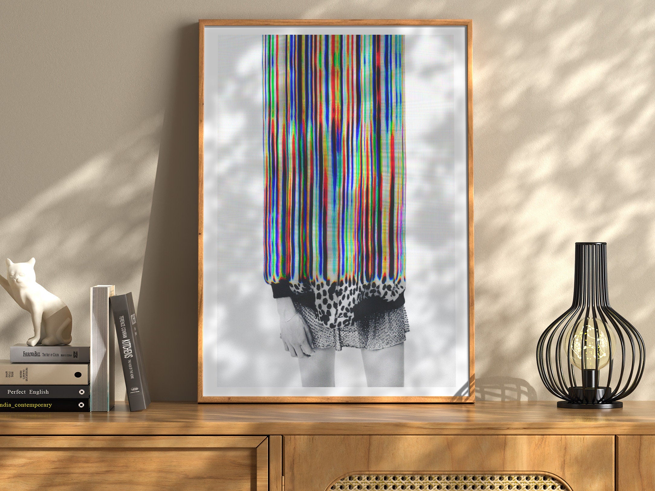 Trippy Altered Portrait Rainbow Wall Art - Eclectic Boho Fashion Decor for Home, Office, Living, Dining Room | Untitled (107) Giclée Print