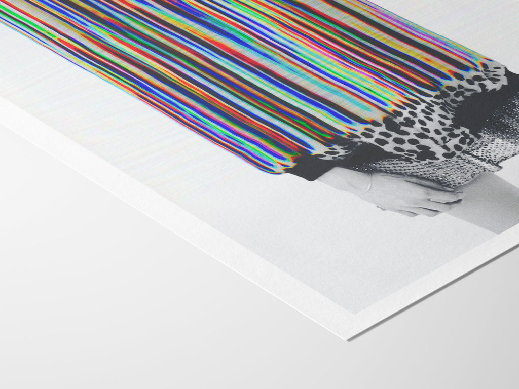 Trippy Altered Portrait Rainbow Wall Art - Eclectic Boho Fashion Decor for Home, Office, Living, Dining Room | Untitled (107) Giclée Print