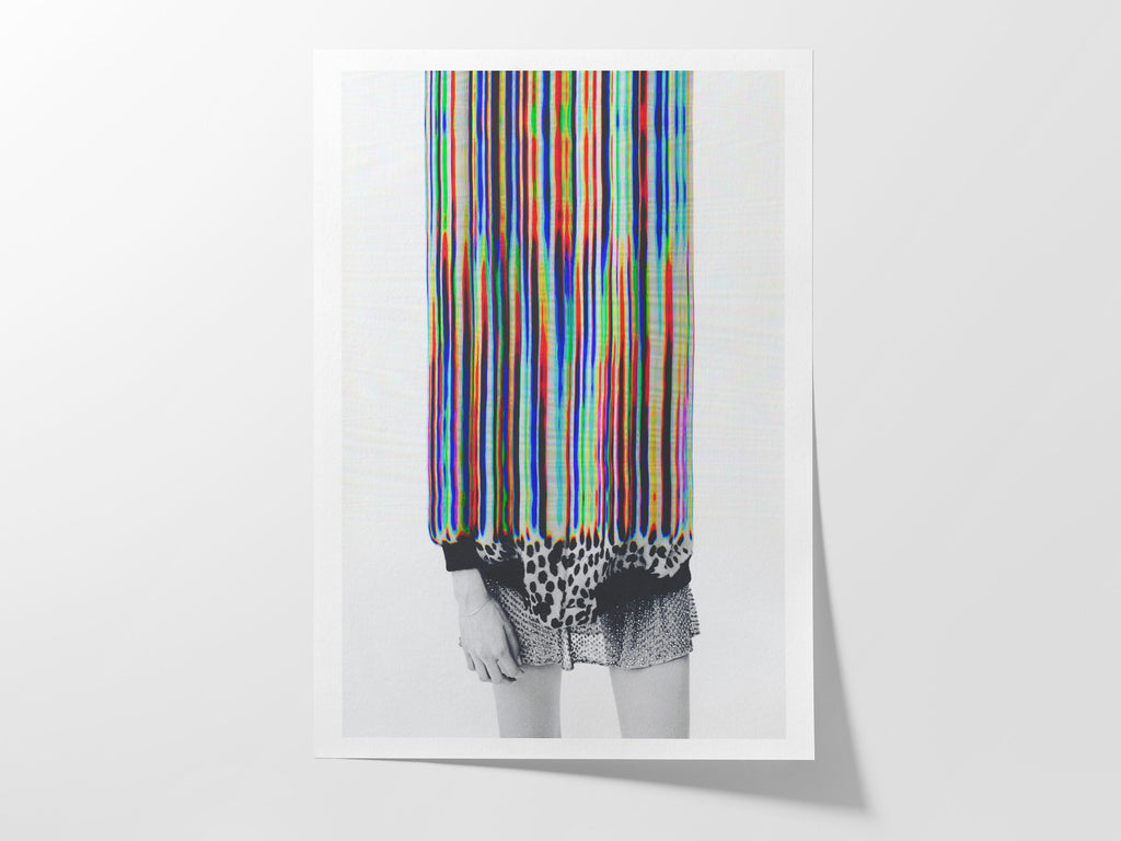 Trippy Altered Portrait Rainbow Wall Art - Eclectic Boho Fashion Decor for Home, Office, Living, Dining Room | Untitled (107) Giclée Print