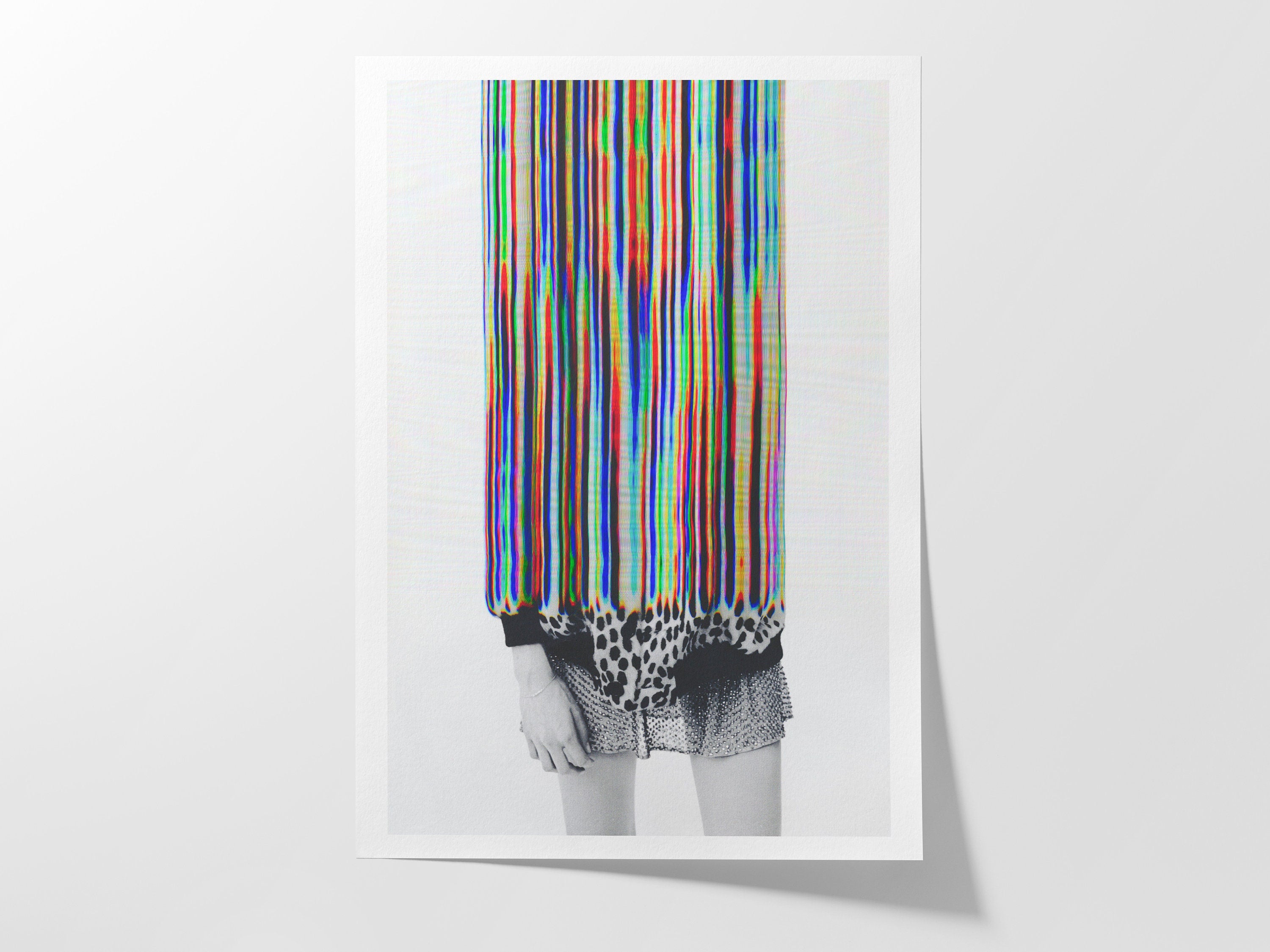 Trippy Altered Portrait Rainbow Wall Art - Eclectic Boho Fashion Decor for Home, Office, Living, Dining Room | Untitled (107) Giclée Print