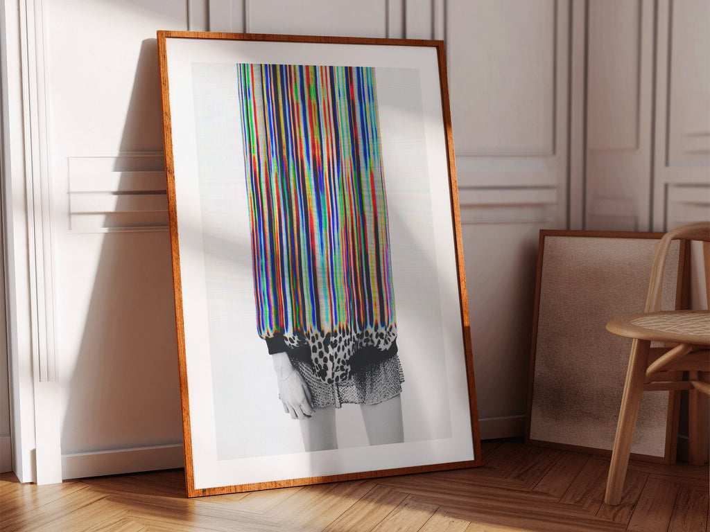 Trippy Altered Portrait Rainbow Wall Art - Eclectic Boho Fashion Decor for Home, Office, Living, Dining Room | Untitled (107) Giclée Print