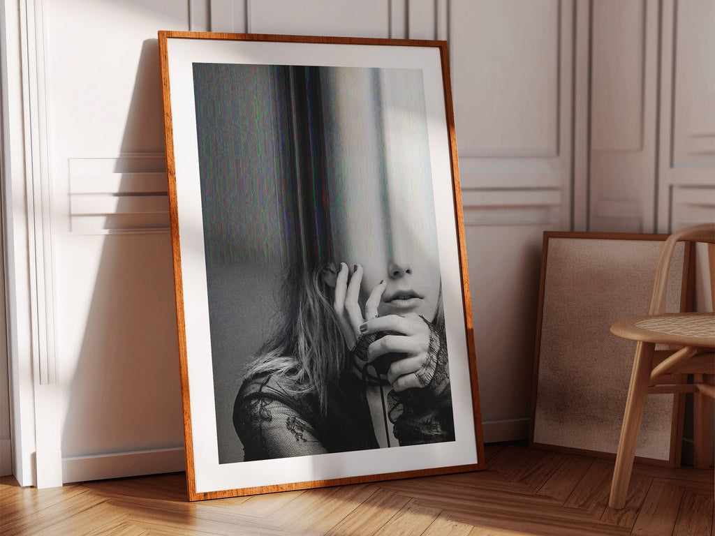 Surreal Black and White Altered Portrait Art - Unique Glitch Aesthetic Wall Decor for Home or Office | Untitled (127) Giclée Print