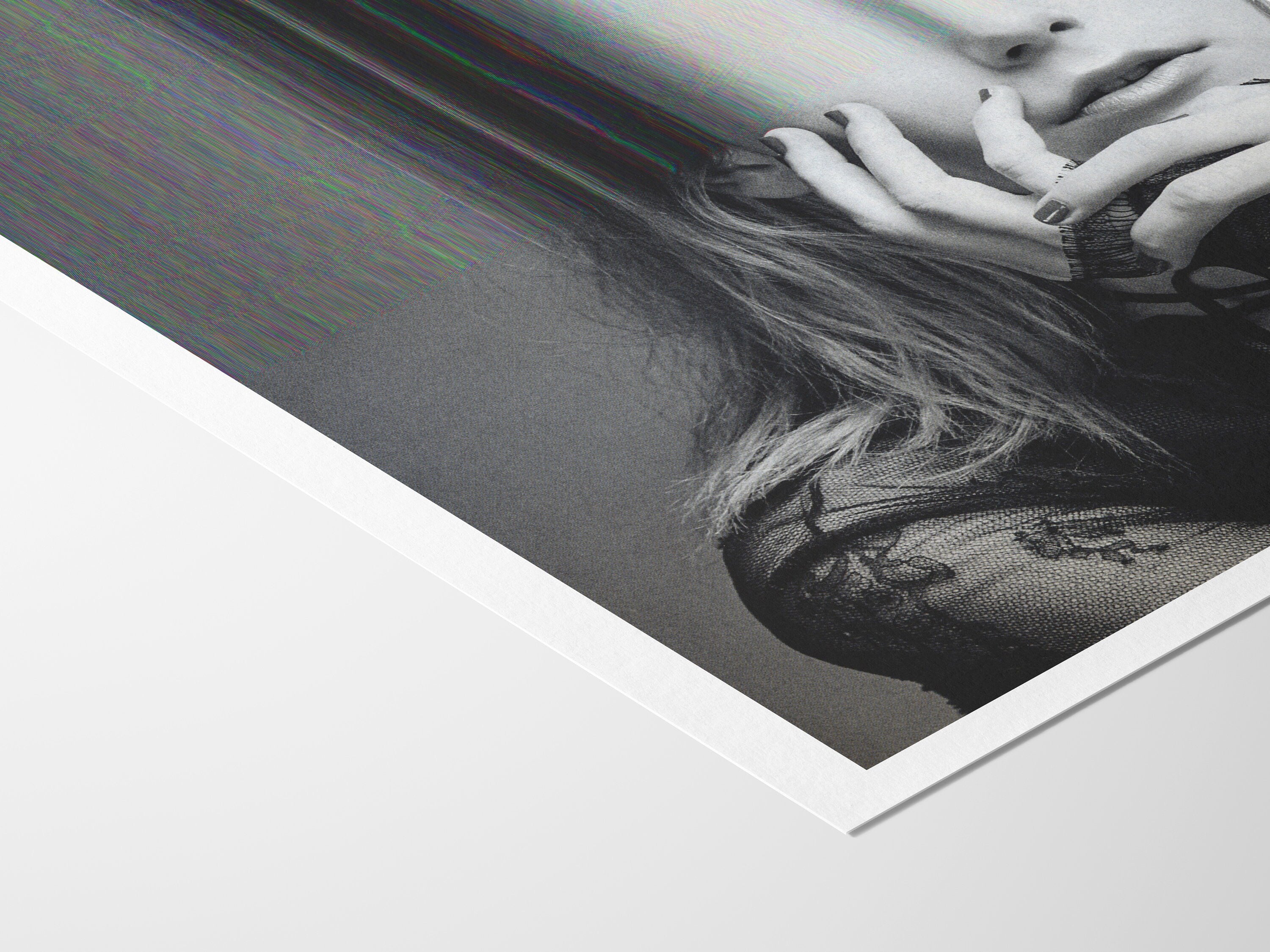 Surreal Black and White Altered Portrait Art - Unique Glitch Aesthetic Wall Decor for Home or Office | Untitled (127) Giclée Print