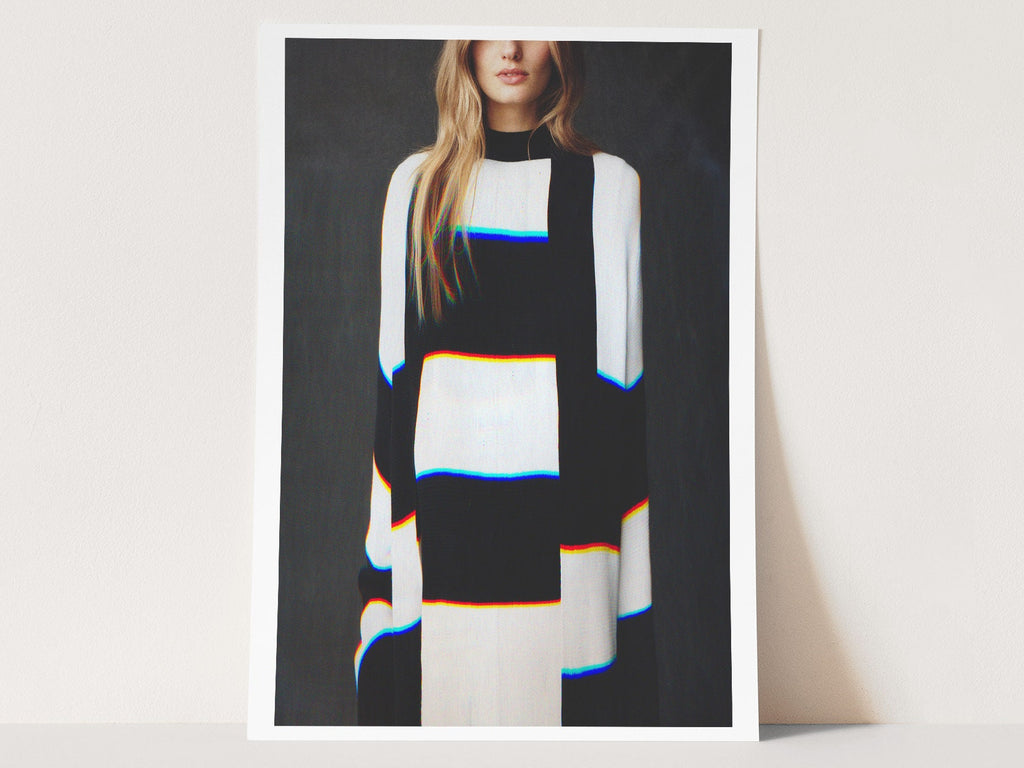 Black and White Geometric Altered Fashion Photo Wall Art - Eclectic Decor for Home, Office, Bedroom, Bathroom | Untitled (129) Giclée Print