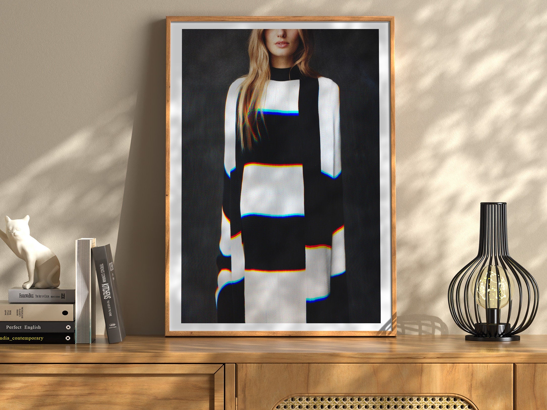 Black and White Geometric Altered Fashion Photo Wall Art - Eclectic Decor for Home, Office, Bedroom, Bathroom | Untitled (129) Giclée Print