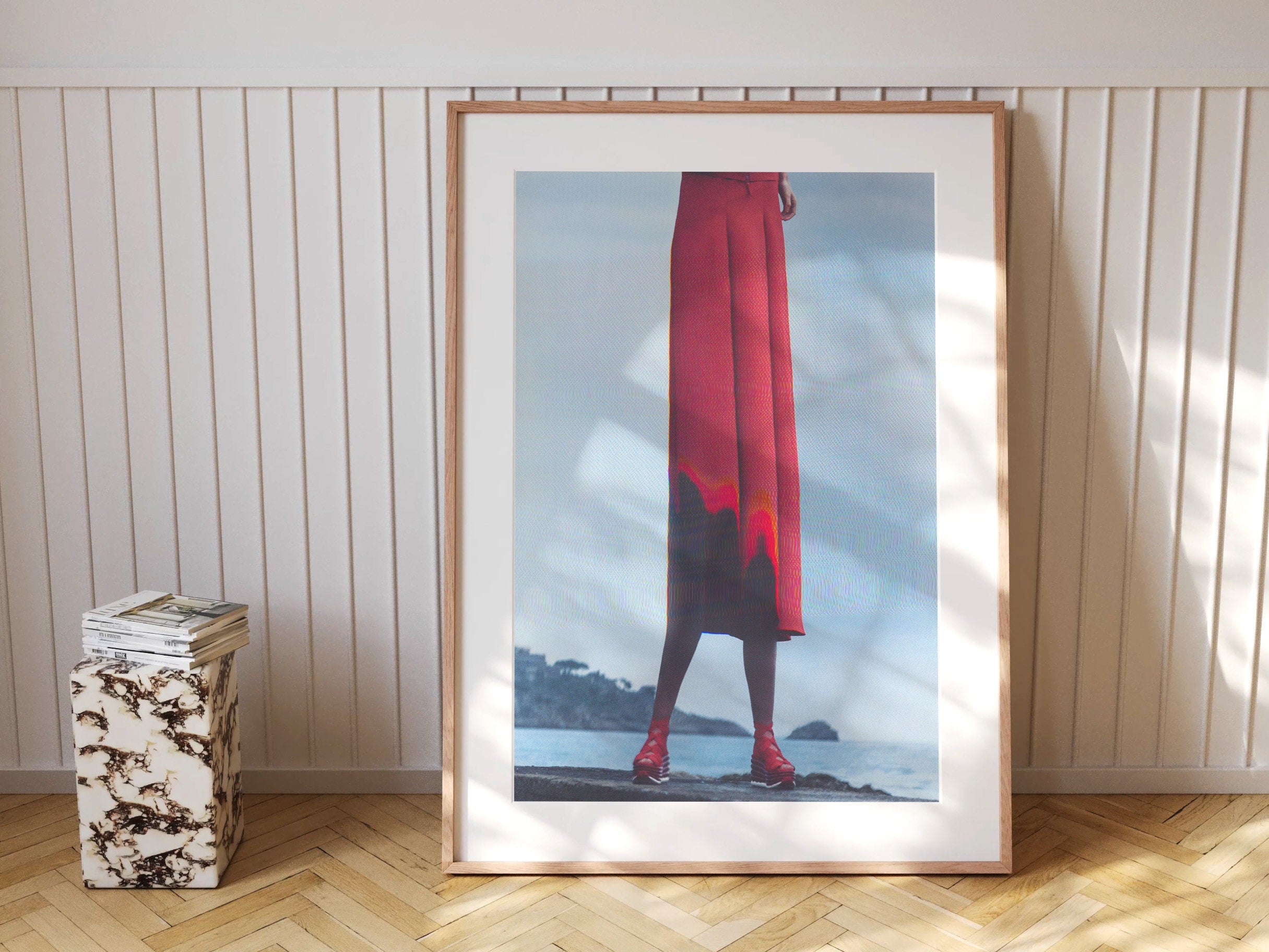 Striking Red Fashion Statement Wall Art - Bold Minimalist Decor for Living Room, Bedroom, or Office | Untitled (133) Giclée Print