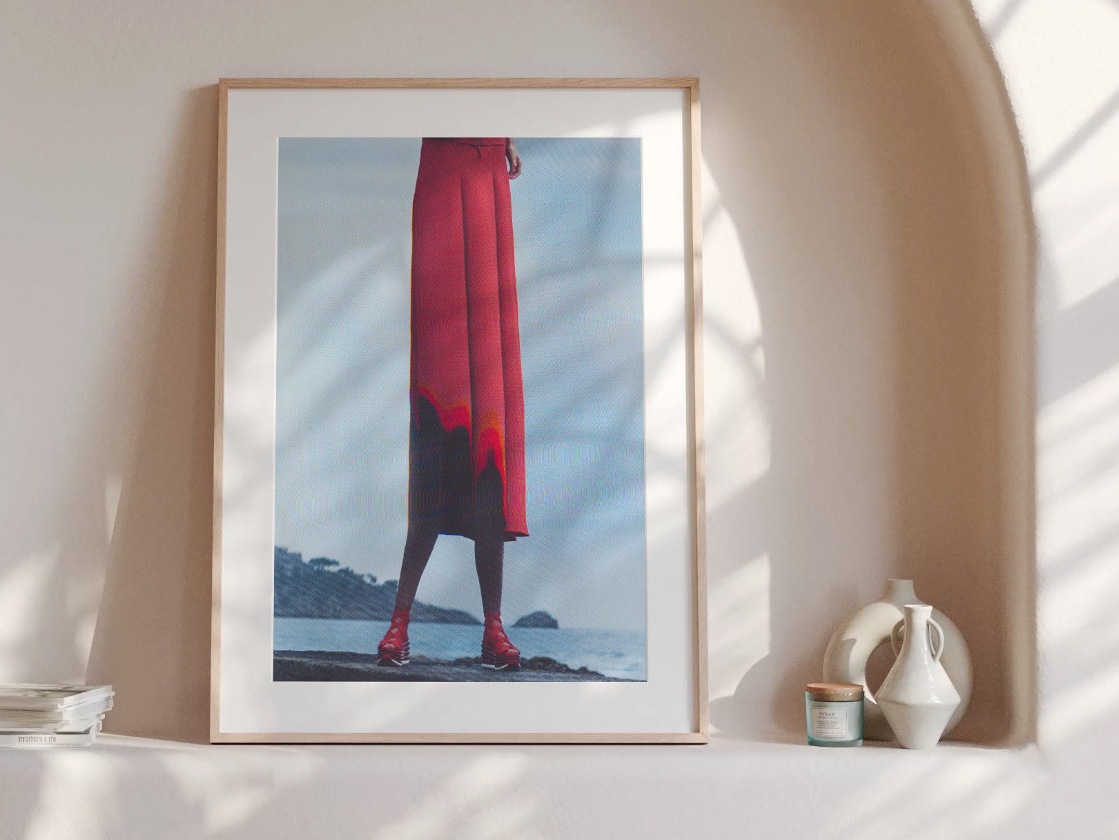 Striking Red Fashion Statement Wall Art - Bold Minimalist Decor for Living Room, Bedroom, or Office | Untitled (133) Giclée Print