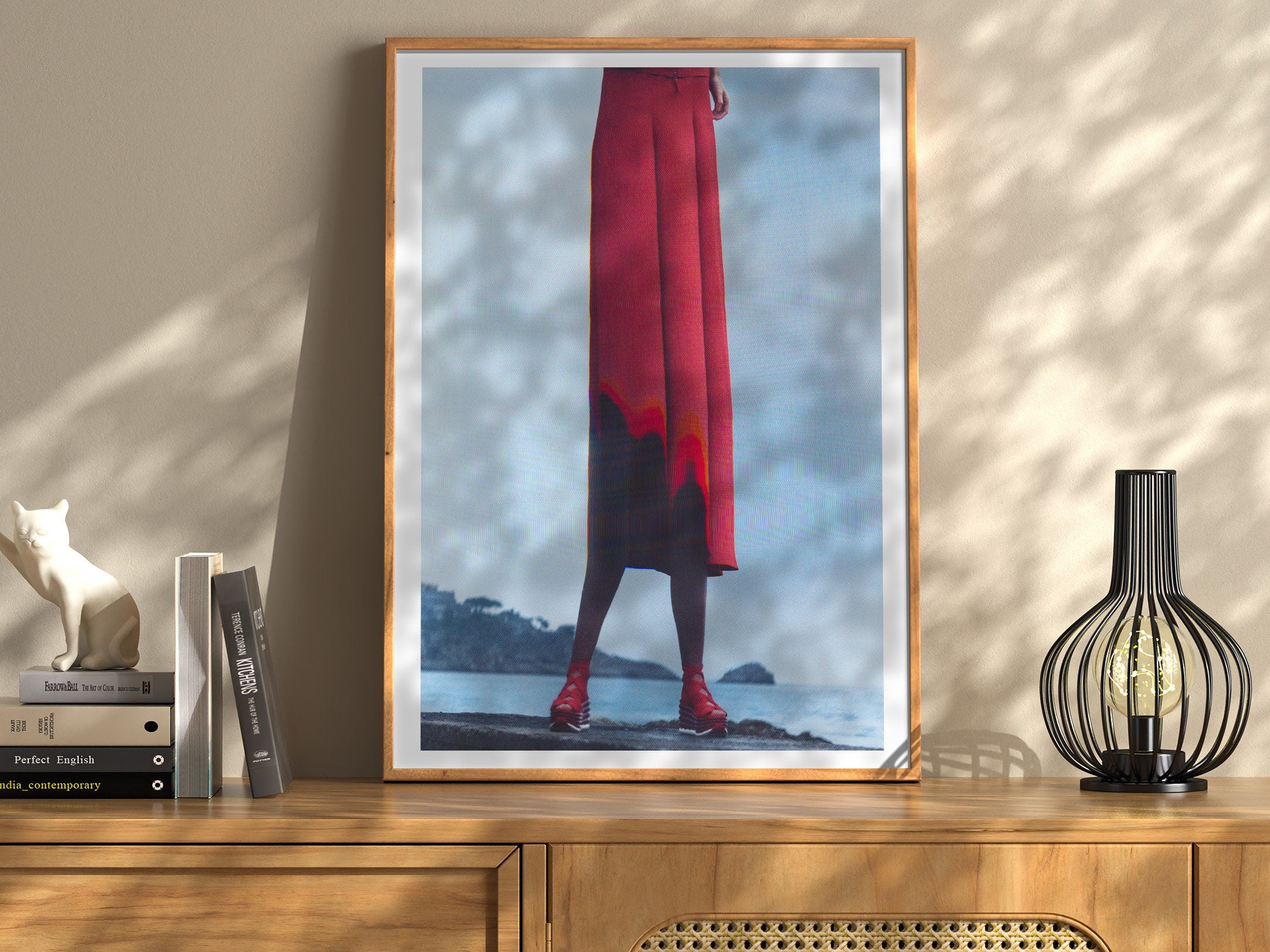Striking Red Fashion Statement Wall Art - Bold Minimalist Decor for Living Room, Bedroom, or Office | Untitled (133) Giclée Print